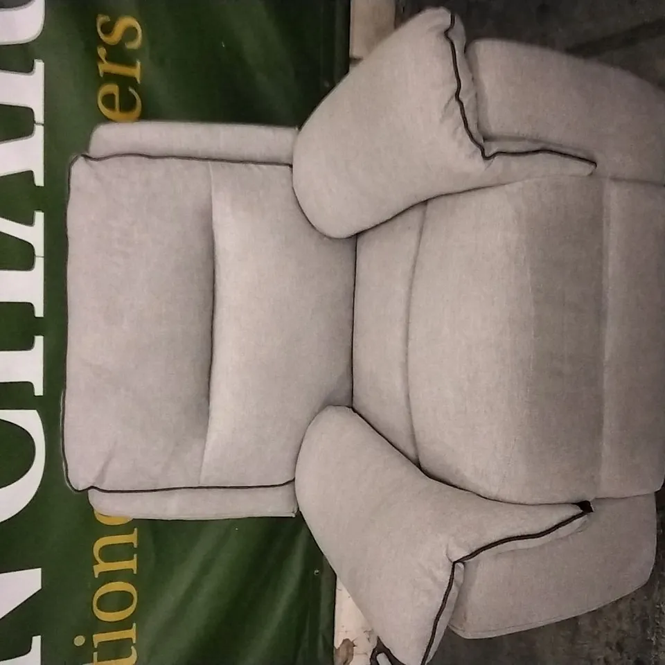 QUALITY DESIGNER GREY FABRIC MANUAL RECLINER ARMCHAIR