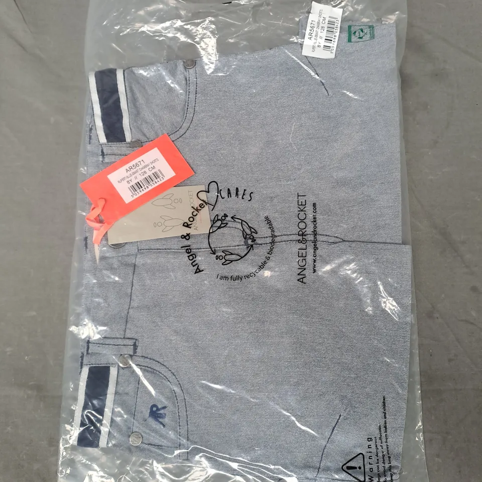 ANGEL & ROCKET RUPERT CHAMBRAY SHORTS IN BLUE SIZE 8Y