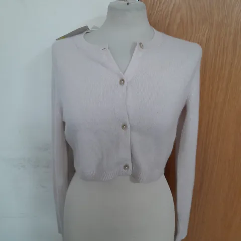 BODEN 100% CASHMERE CROPPED BUTTON UP CARDIGAN IN PALE PINK SIZE XS