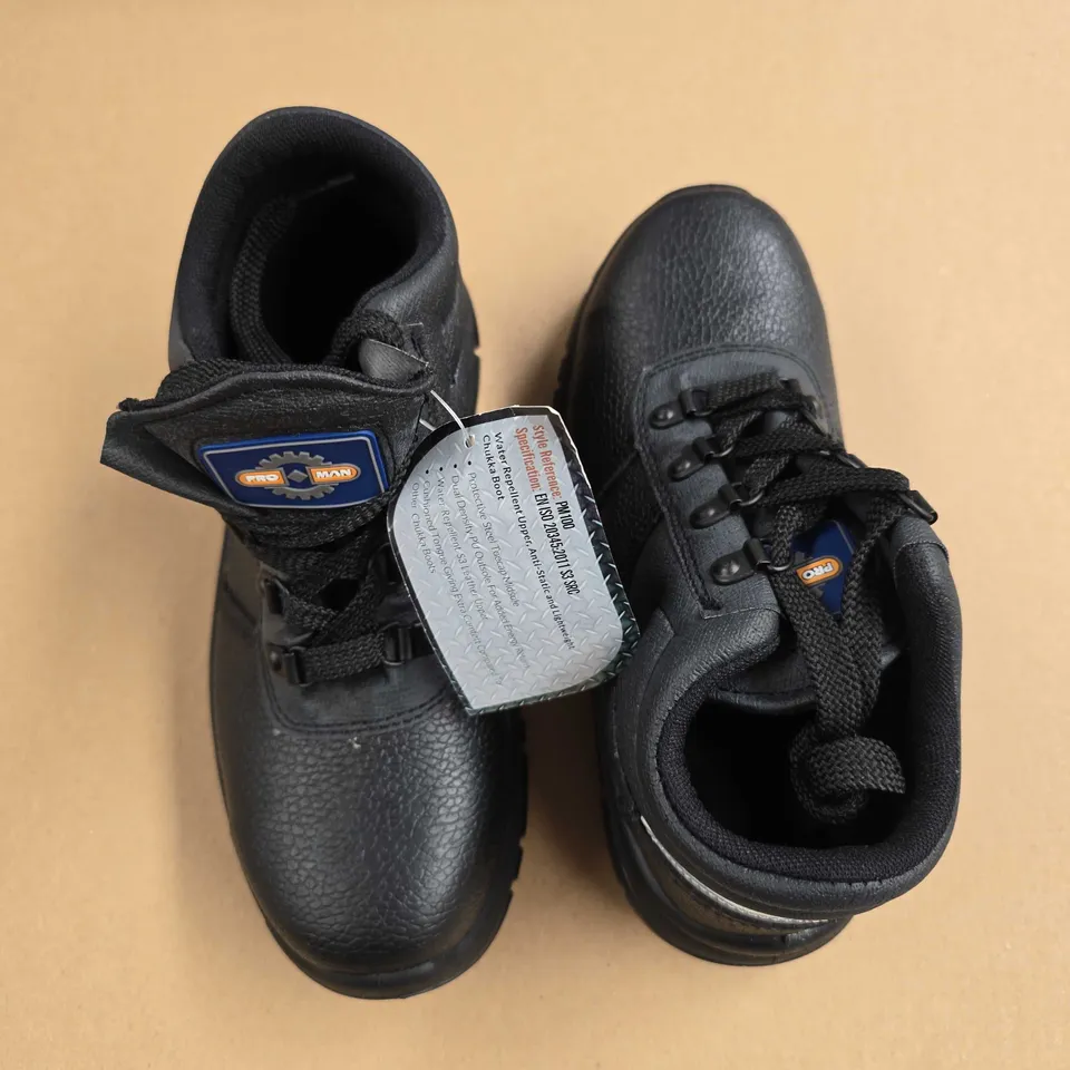 BRAND NEW BOXED PROMAN CHUKKA SAFETY BOOTS IN BLACK - UK 3