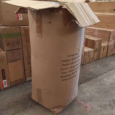 BOXED SEMI PLAIN PALLET CUSHION SET, 120x80x12cm + 120x40x12cm (SET OF 2) - GREEN SEMI PLAIN (1 BOX)