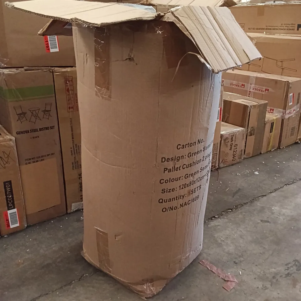 BOXED SEMI PLAIN PALLET CUSHION SET, 120x80x12cm + 120x40x12cm (SET OF 2) - GREEN SEMI PLAIN (1 BOX)