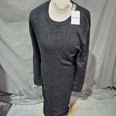 WHISTLES ANNIE SPARKLE KNIT DRESS IN BLACK - UK 16