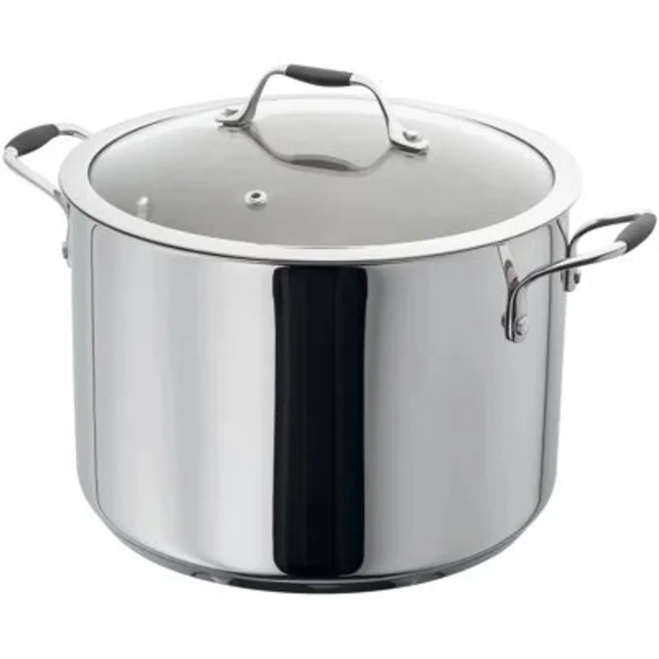 BOXED STELLAR JAMES MARTIN 24CM STAINLESS STEEL STOCKPOT WITH GLASS LID, 7L (1 BOX)