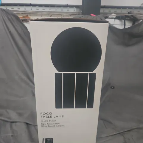 POCO TABLE LAMP – IN-LINE SWITCH, OPAL GLASS SHADE, GLOSS GLAZED CERAMIC