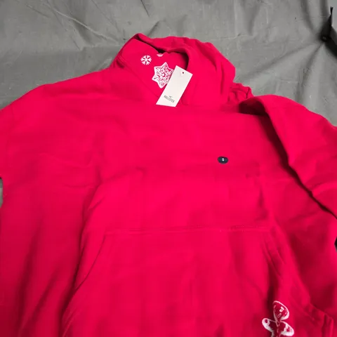 HOLLISTER CHRISTMAS THEMED HOODIE – PINK – UK S