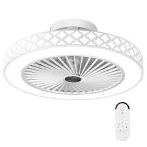BOXED 19 INCHES CEILING FAN WITH 3000-6500K DIMMABLE LED AND 6 WIND SPEEDS TIMER-WHITE