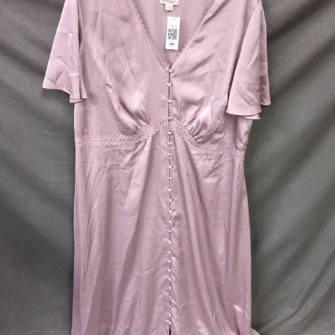 MONSOON PINK SATIN NIGHTDRESS WITH LACE TRIM, UK 22 (EU 50, US 18)