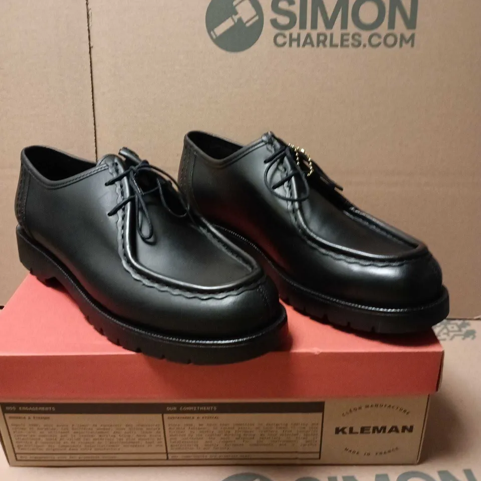 KLEMAN BLACK LEATHER DERBY SHOES – MADE IN FRANCE SIZE EU 44