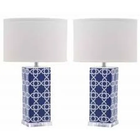 BOXED SAFAVIEH MODERN CERAMIC TABLE LAMPS (SET OF 2) - NAVY (1 BOX)