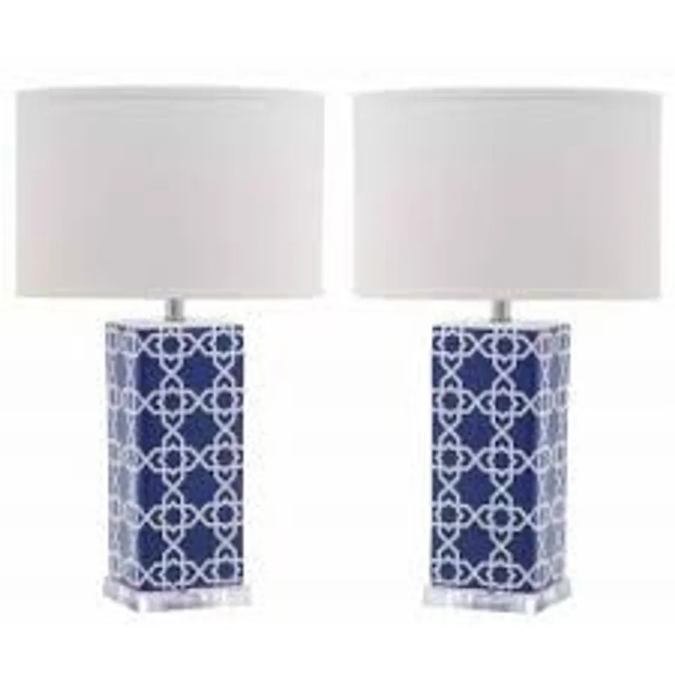 BOXED SAFAVIEH MODERN CERAMIC TABLE LAMPS (SET OF 2) - NAVY (1 BOX)