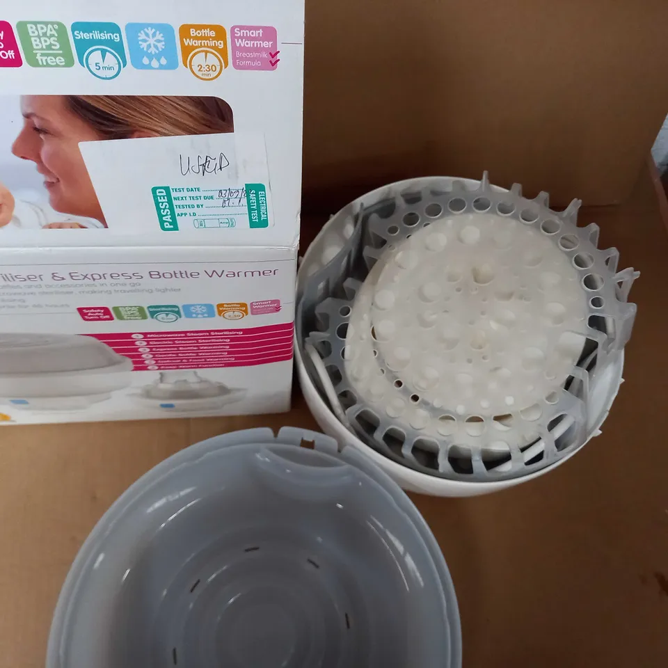 BOXED ELECTIC STERILISER AND EXPRESS BOTTLE WARMER