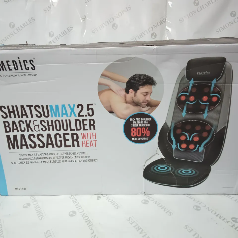 BOXED HOMEDICS SHIATSU MAX 2.5 BACK AND SHOULDER MASSAGER WITH HEAT CBS-2170-EU