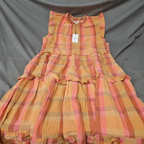 WHITE STUFF ROSIE CHECK MAXI DRESS IN PINK MULTI SIZE 16R