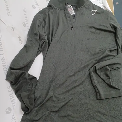 GYM SHARK 1/4 ZIP IN GREY - LARGE