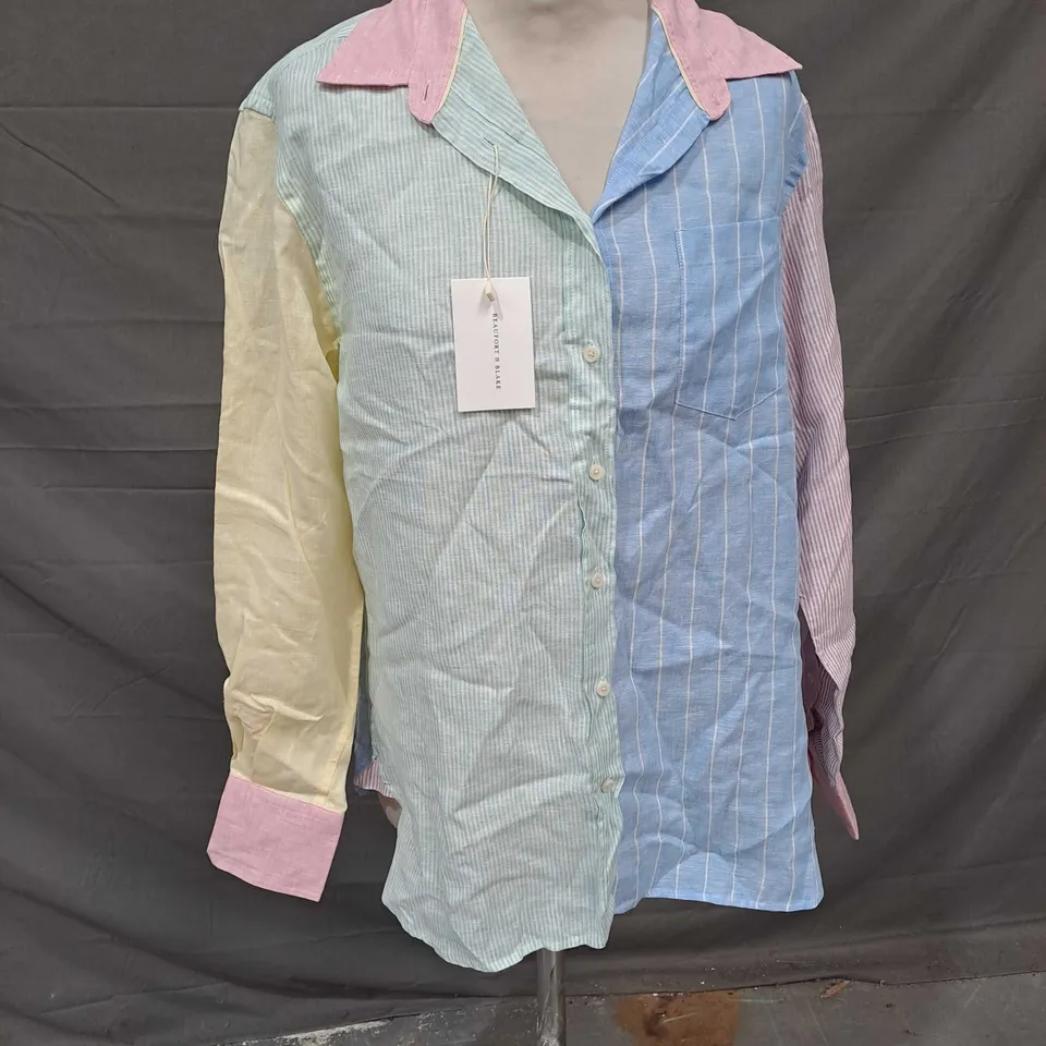 BEAUFORT & BLAKE DEWBERRY MULTI PANEL LINEN SHIRT SIZE L