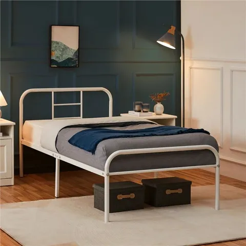 DESIGNER BYRAM SINGLE METAL BED FRAME WHITE