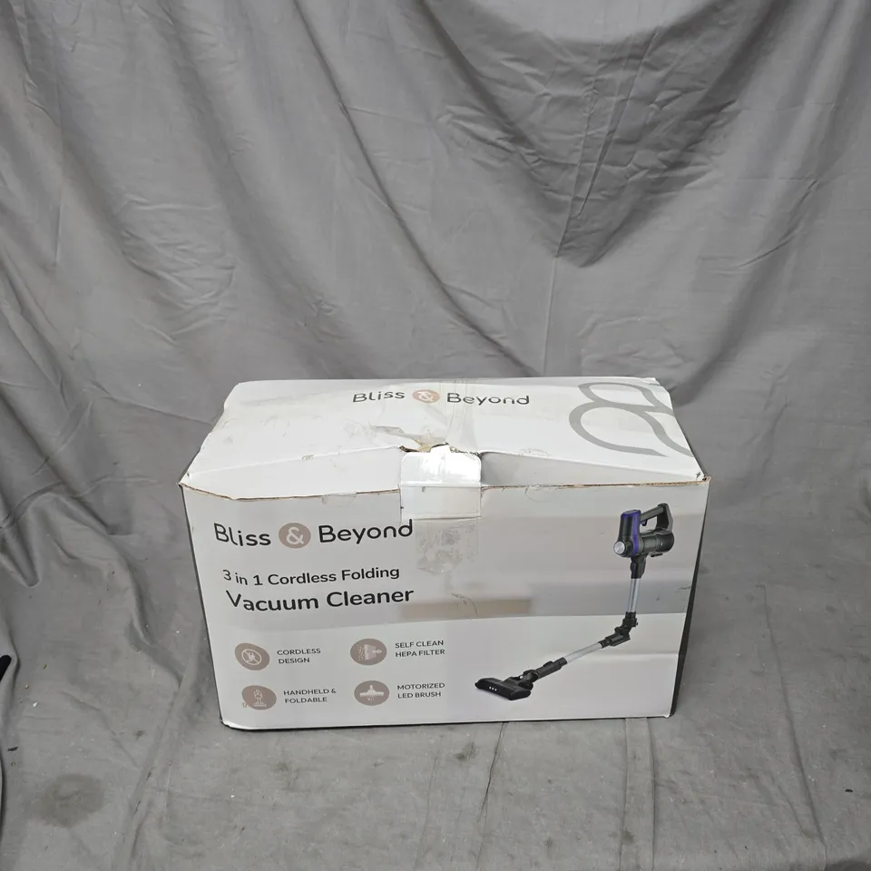 BLISS & BEYOND 3-IN-1 CORDLESS FOLDING VACUUM CLEANER – BOXED