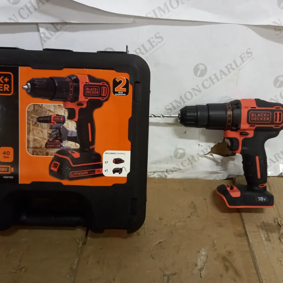 BLACK+DECKER 18 V CORDLESS 2-GEAR COMBI HAMMER DRILL POWER TOOL (BCD70051K)