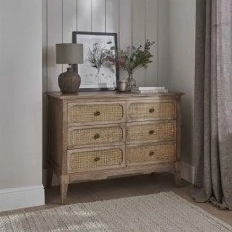 BRAND NEW BOXED BELLE NATURAL 6 DRAWER CHEST OF DRAWERS