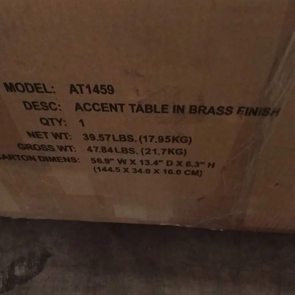 BOXED ACCENT TABLE IN BRASS FINISH