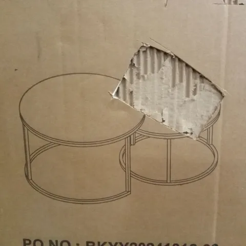 BOXED EAGLE NESTING COFFEE TABLES - WHITE MARBLE EFFECT/GOLD (1 BOX)