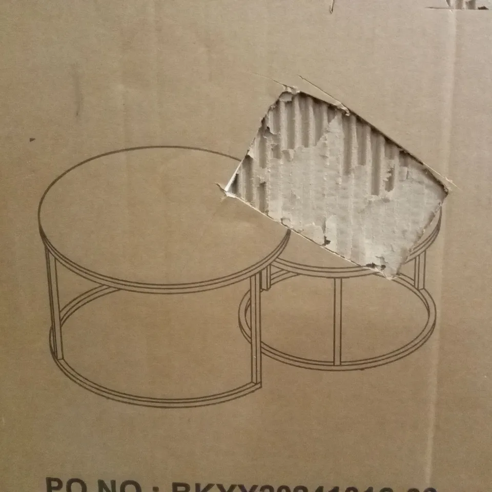 BOXED EAGLE NESTING COFFEE TABLES - WHITE MARBLE EFFECT/GOLD (1 BOX)