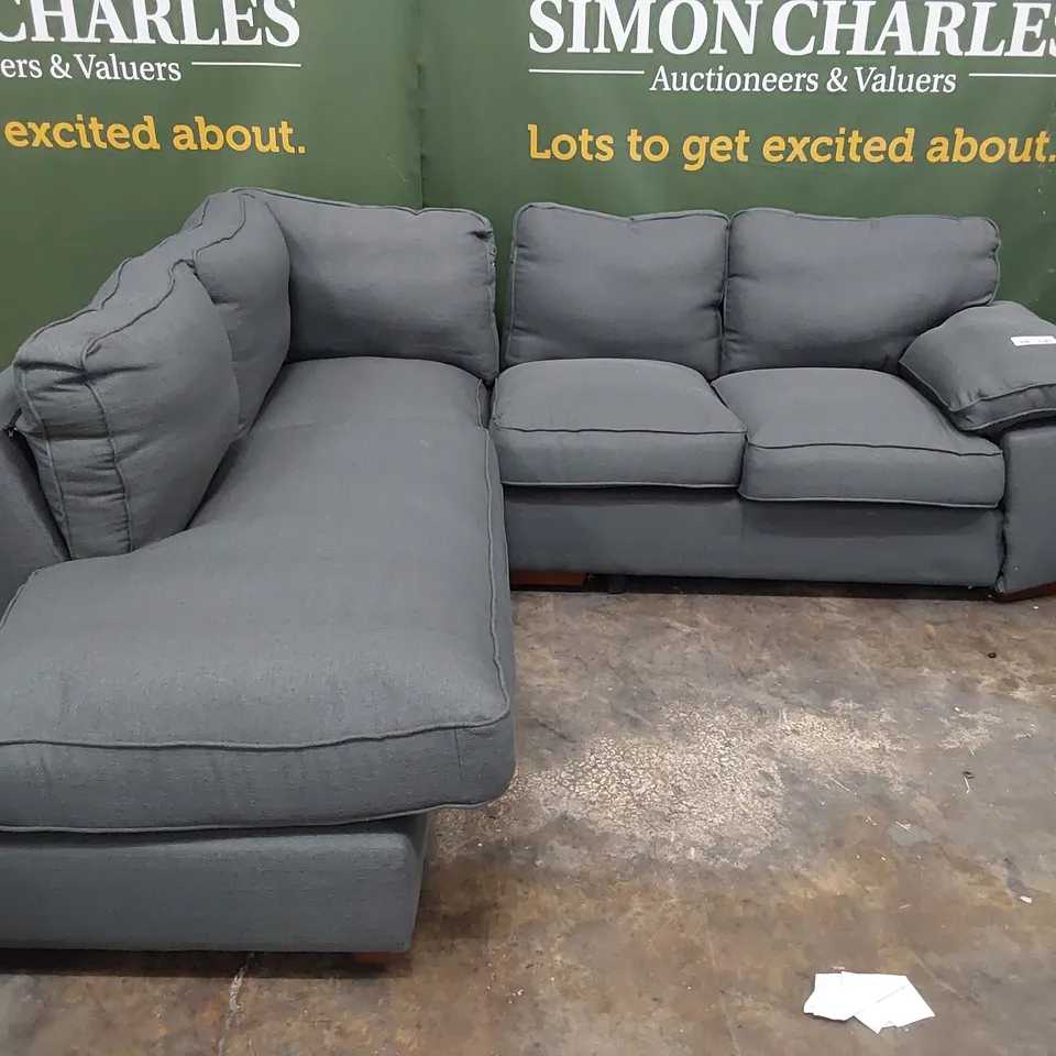 DESIGNER CHAISE SOFA GREY FABRIC 