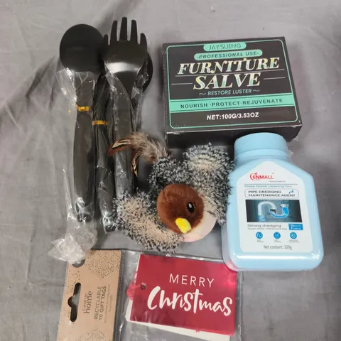 APPROXIMATELY 15 ASSORTED HOUSEHOLD PRODUCTS TO INCLUDE COOKWARE, DRAIN CLEANER, SCREWDRIVER SET ETC 