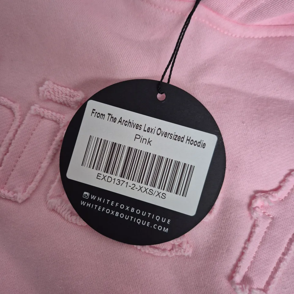 WHITE FOX BOUTIQUE PINK OVERSIZED HOODIE – XXS/XS (UK XS)