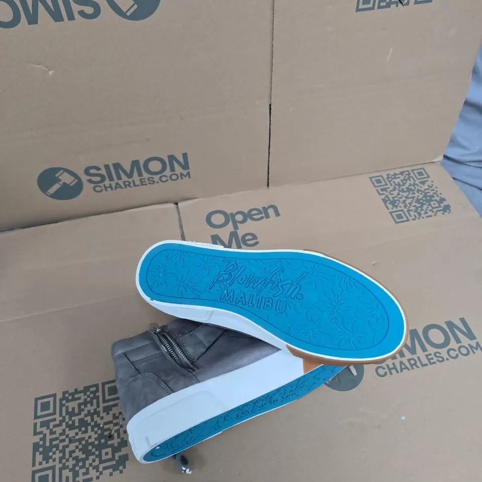 BLOWFISH MALIBU GREY HIGH-TOP SNEAKERS WITH SIDE ZIP UK 8