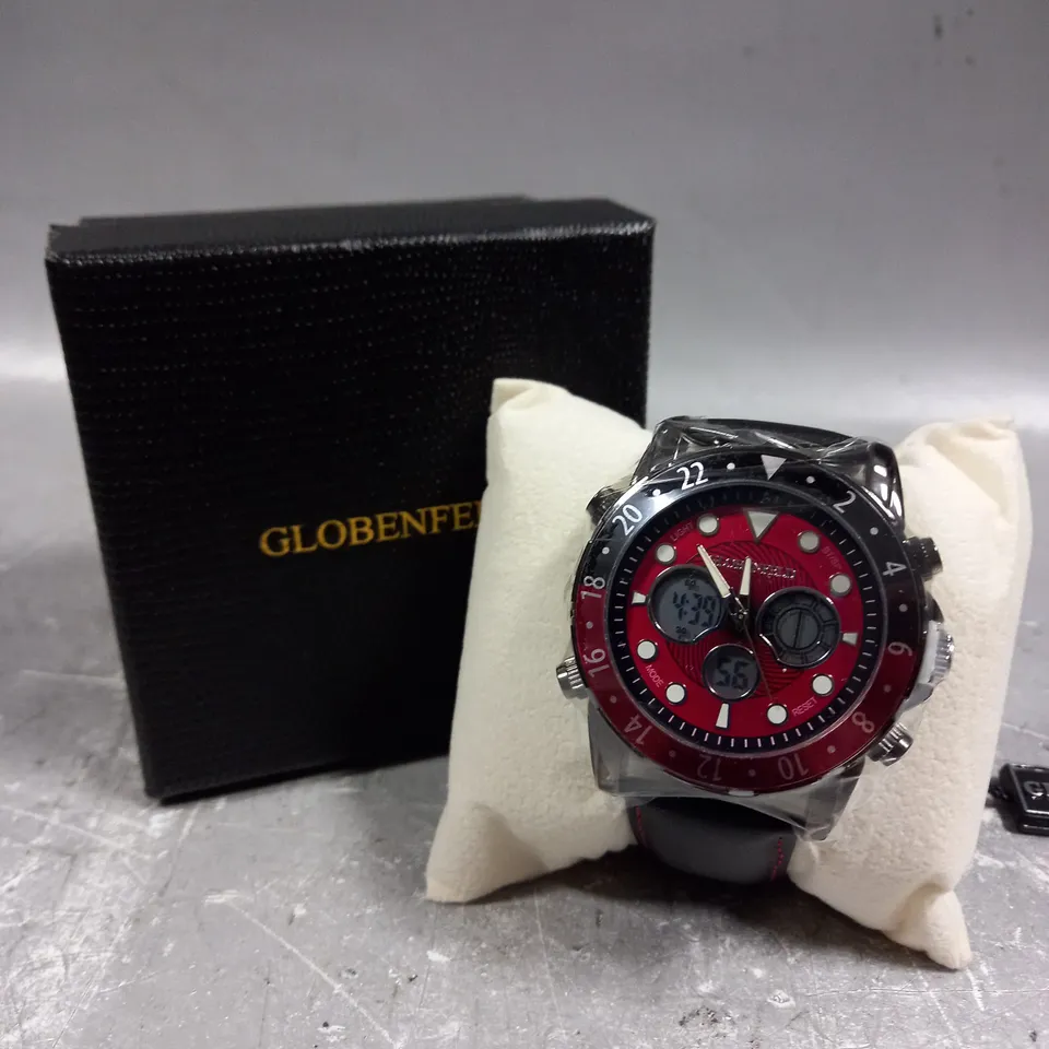 GLOBENFELD MIRAGE RED DIAL WATCH 