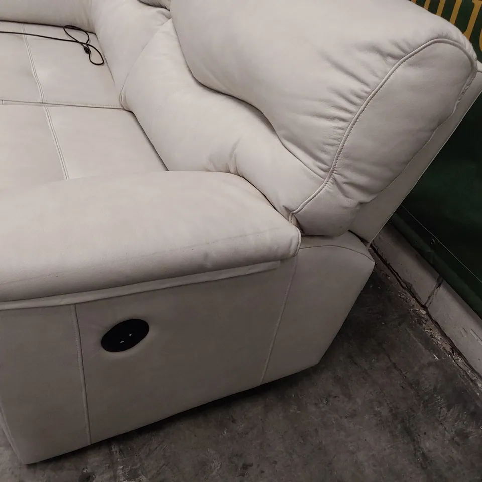 QUALITY BRITISH DESIGNER G PLAN STRATFORD POWER RECLINING TWO SEATER SOFA REGENT CHALK LEATHER 