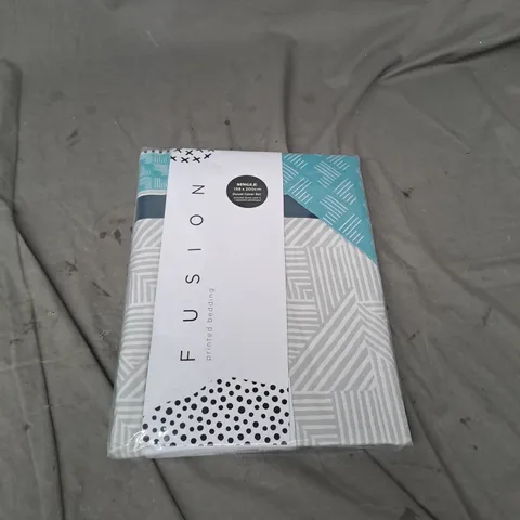 FUSION [RINTED BEDDING SINGLE IN BLUE/GREY
