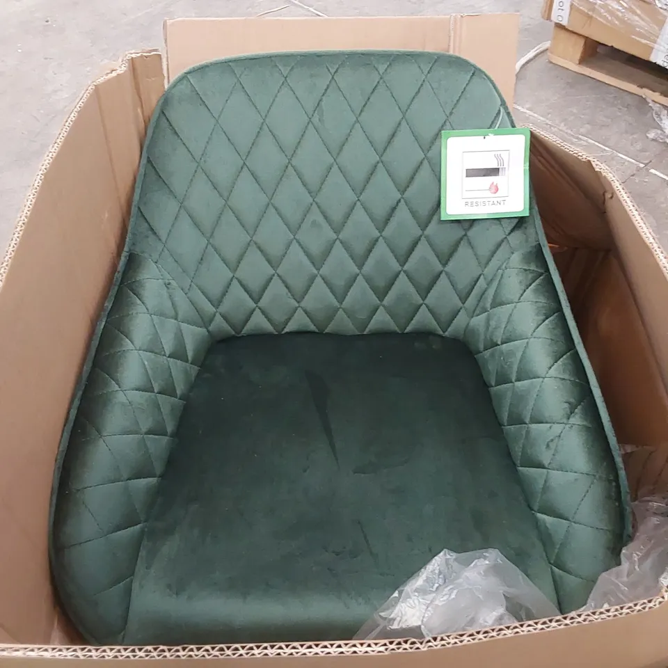 BOXED SET OF 2 GREEN VELVET DINING CHAIRS 