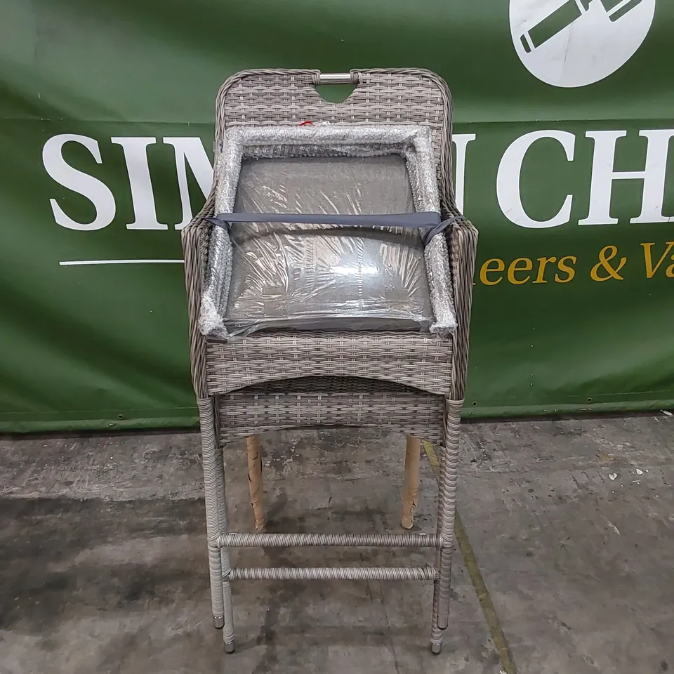 PAIR OF PORTO PATIO BAR STOOLS IN GREY