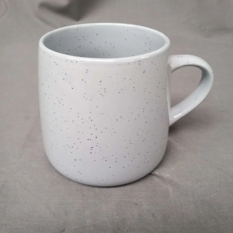 FOUR GREY SPECKLED MUGS