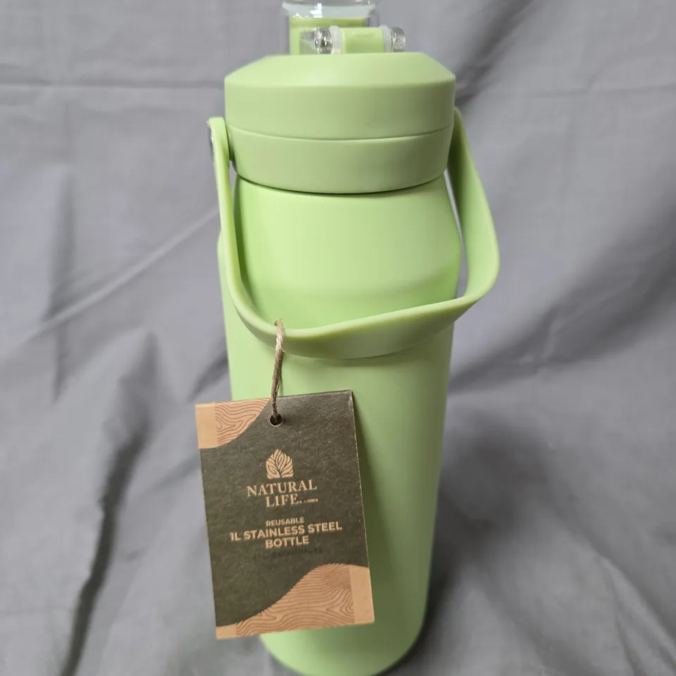 NATURAL LIFE REUSABLE STAINLESS STEEL BOTTLE – MINT GREEN