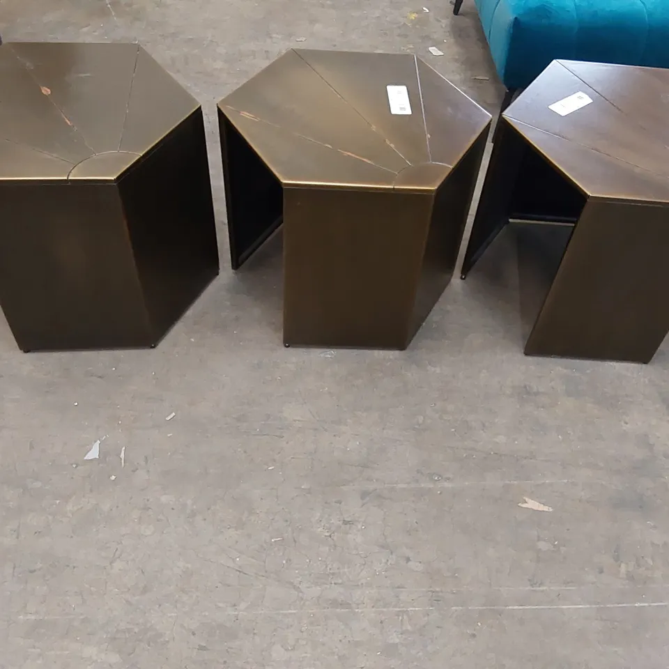 SET OF 3 DESIGNER METAL SIDE TABLES (3 ITEMS)