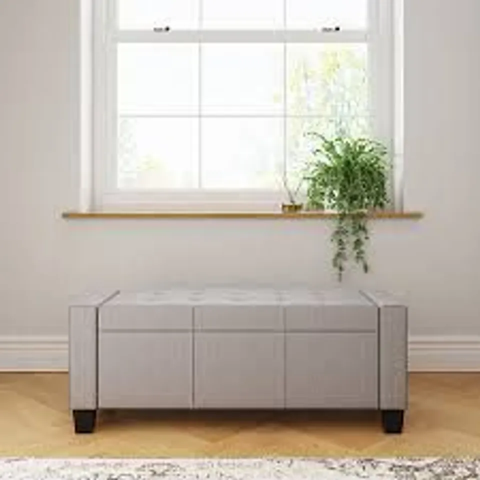 VERONA OTTOMAN STORAGE BENCH - HOPSACK GREY 