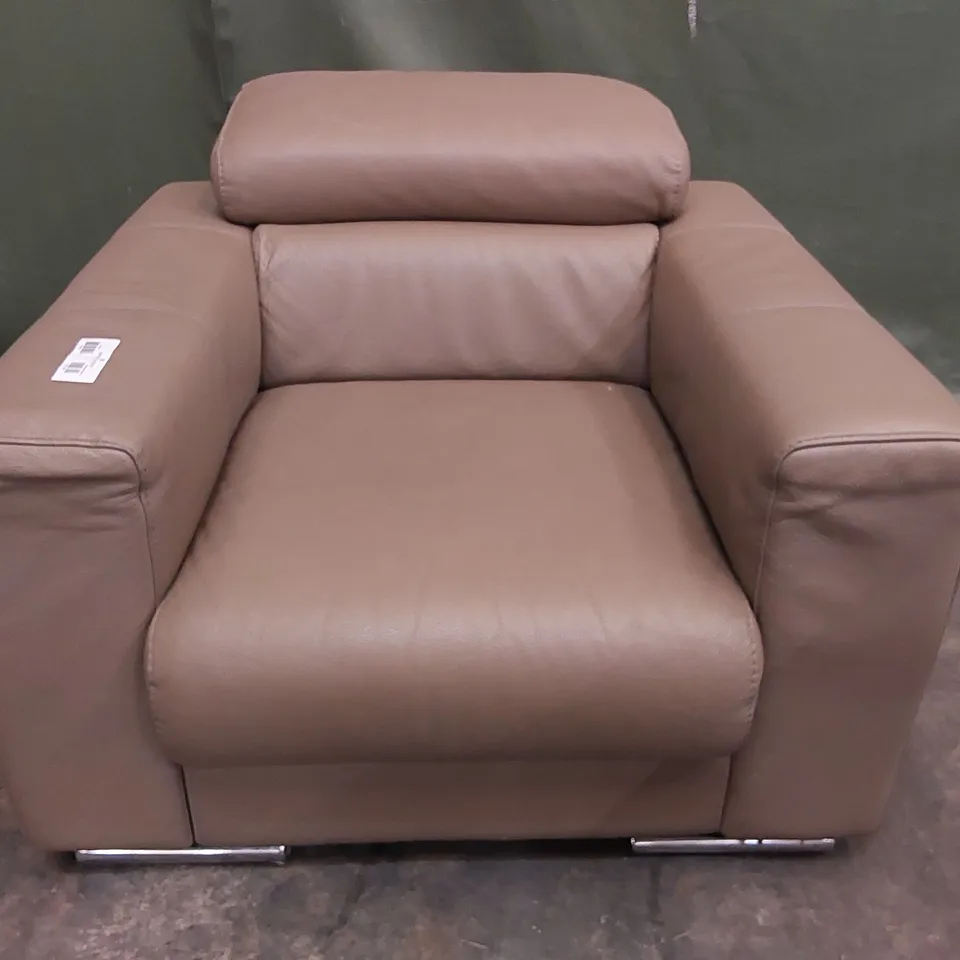 BROWN LEATHER ARMCHAIR 