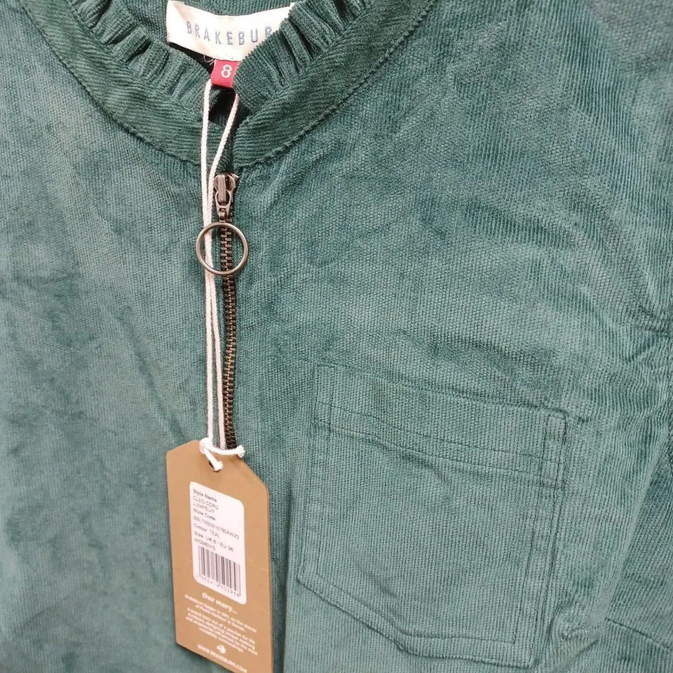 BRAKEBURN CLEO CORD JUMPSUIT IN TEAL - UK 8