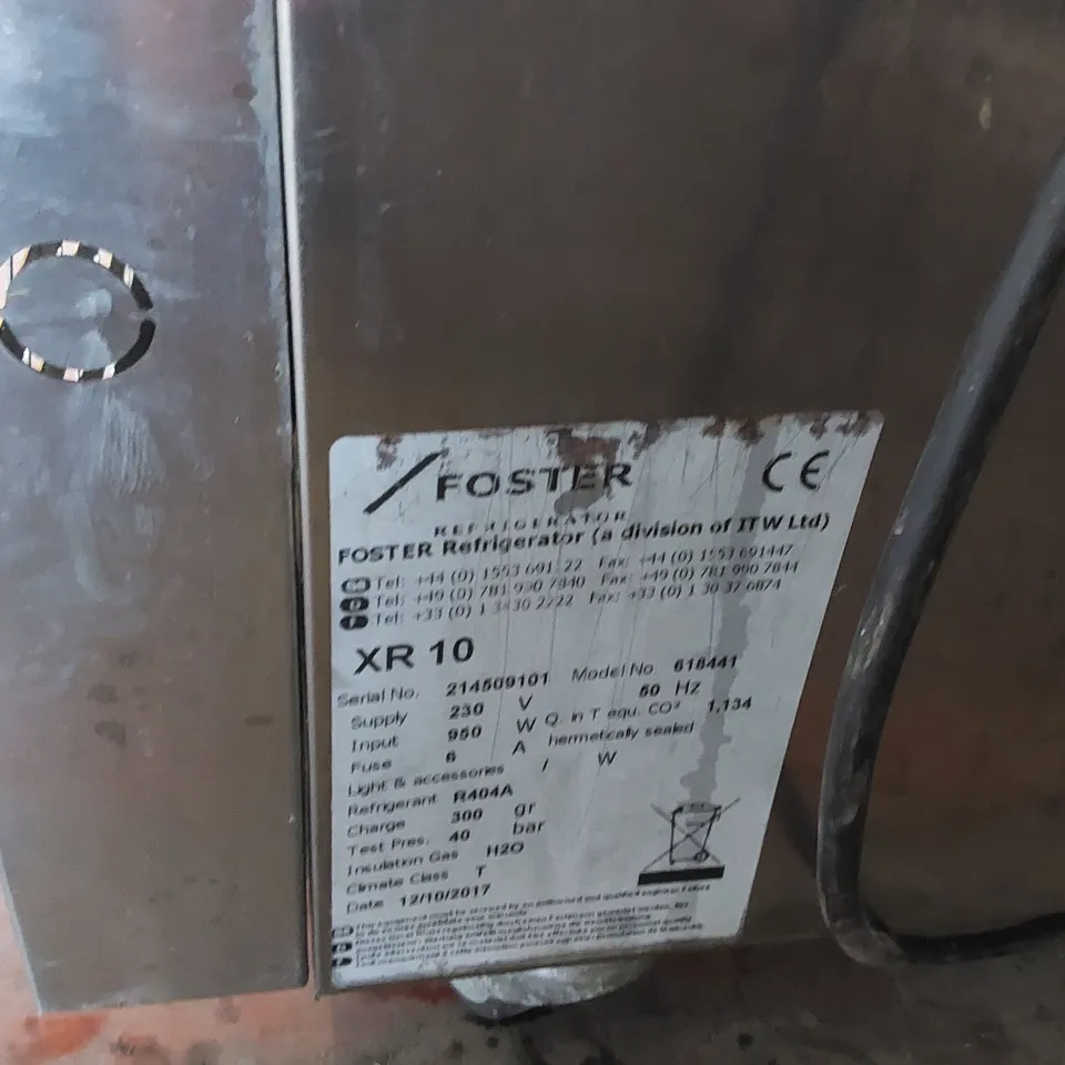 FOSTER XTRA XR10 10KG STAINLESS STEEL REACH-IN MOBILE BLAST CHILLER