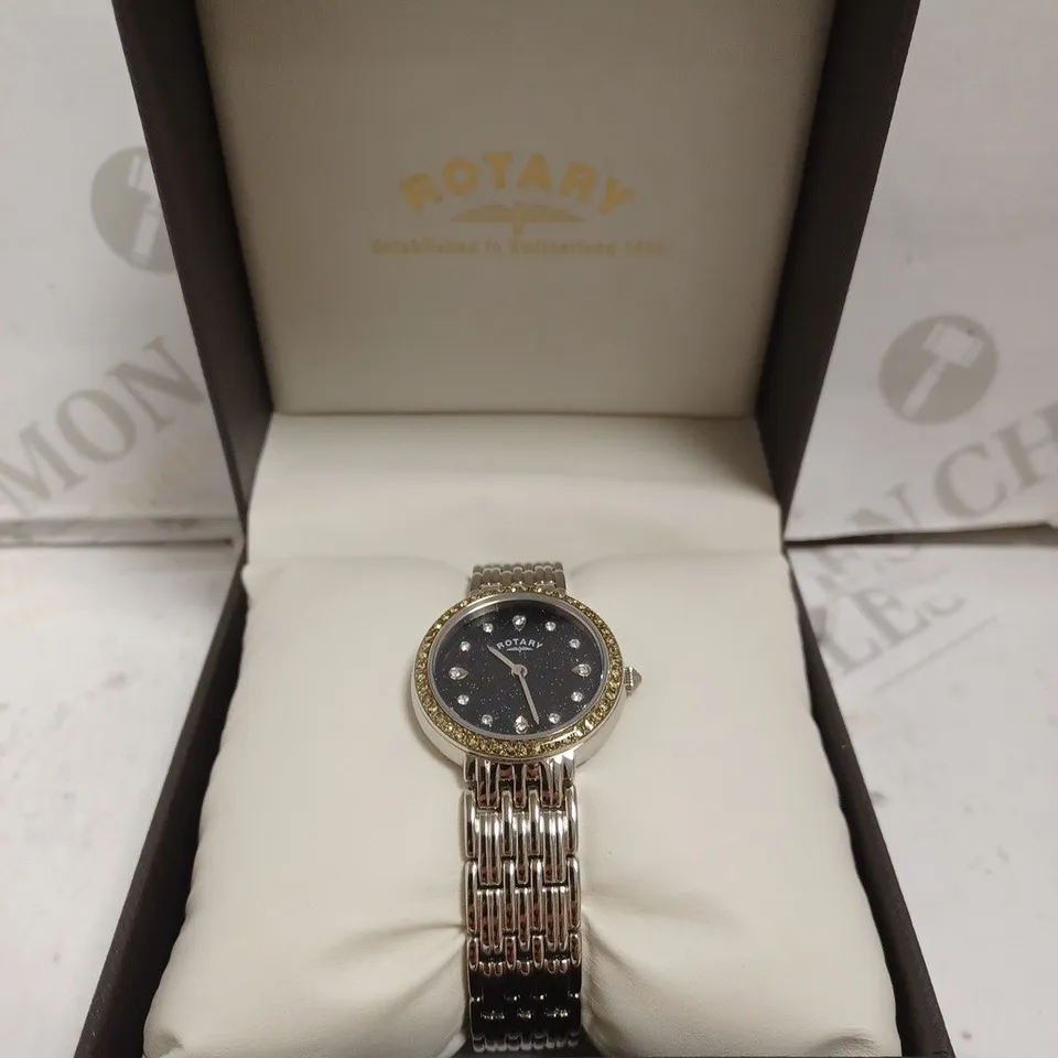 BOXED ROTARY WATCH - STAINLESS STEEL - MINERAL GLASS - WATER RESISTANT 50M. 