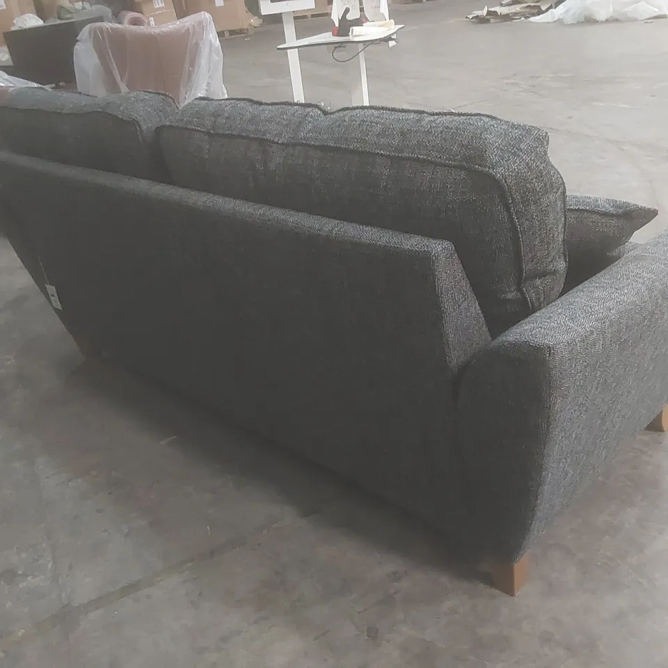 DESIGNER HALSTOW 3 SEATER GREY FABRIC UPHOLSTERED SOFA 