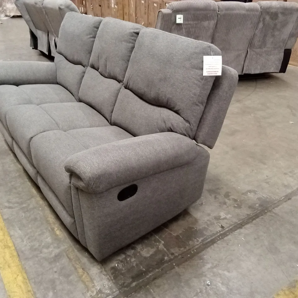 FOSSE 3 SEATER MANUAL RECLINER SOFA - GREY