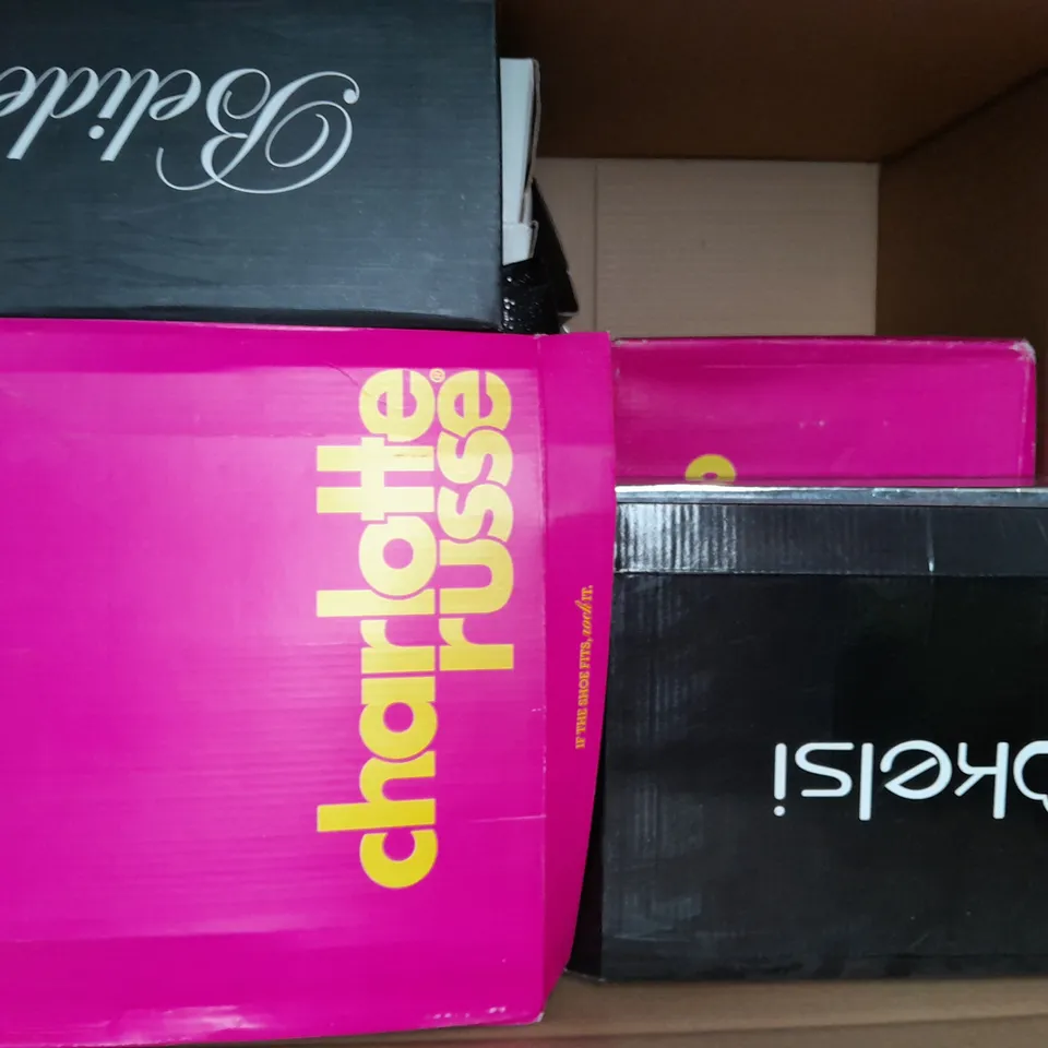 BOX OF APPROXIMATELY 10 ASSORTED PAIRS OF SHOES AND FOOTWEAR ITEMS IN VARIOUS STYLES AND SIZES TO INCLUDE KELSI, RED TAPE, ETC