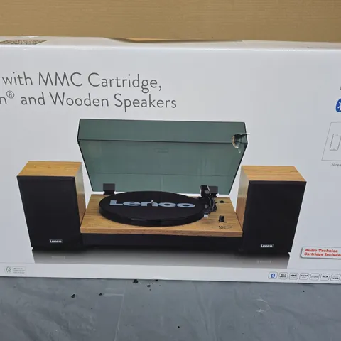 LENCO LS-300WD (V2) TURNTABLE WITH BLUETOOTH AND WOODEN SPEAKERS – BOXED
