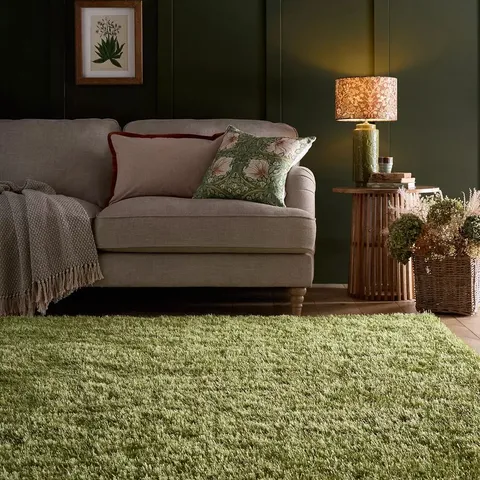 PREMIUM HUDSON SHAGGY RUG IN OLIVE (200X290CM) - COLLECTION ONLY