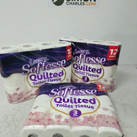 3 X 12-PACK OF SOFTESSE LUXURY QUILTED 3-PLY TOILET TISSUES